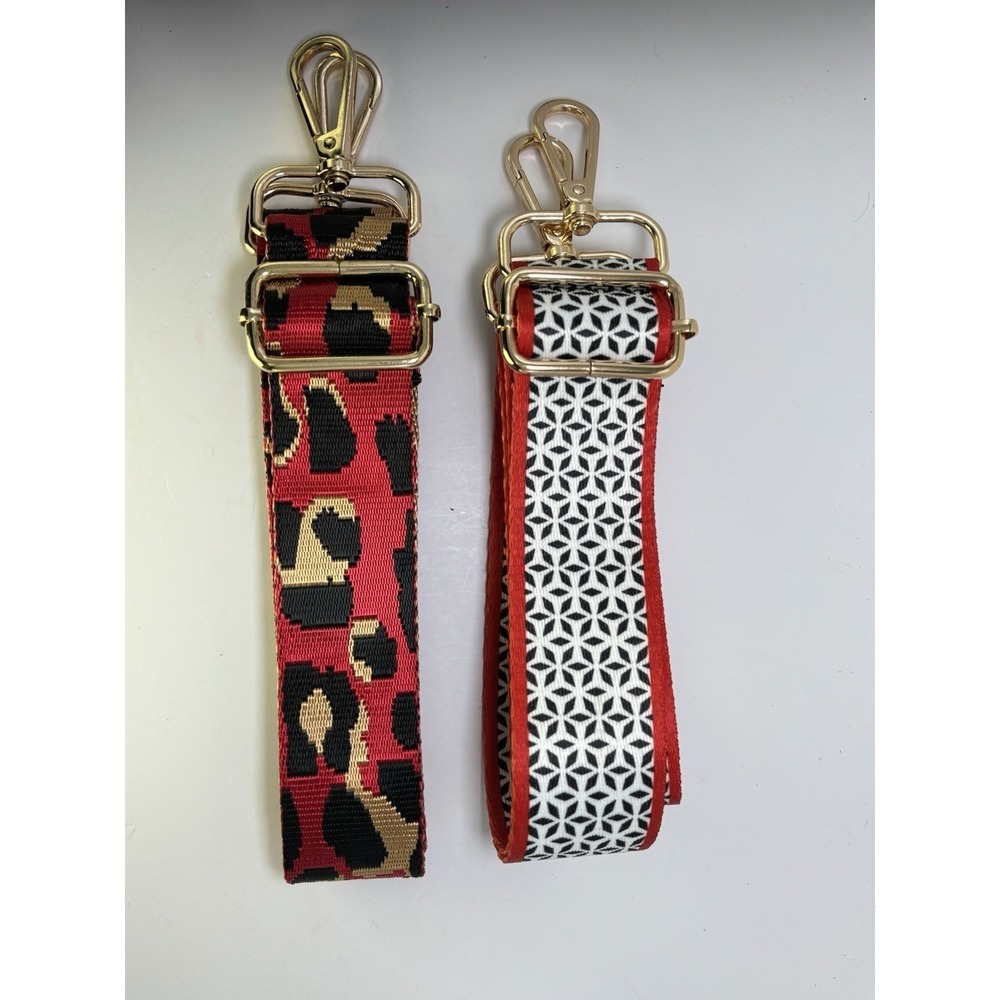 Red Adjustable Replacement Purse Crossbody Strap Bundle w/Gold Hardwre